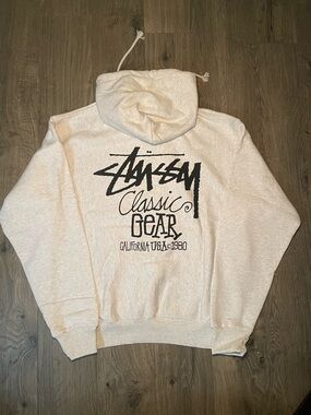 Stussy Classic Gear Hoodie Pullover Ash Grey Size L Streetwear California